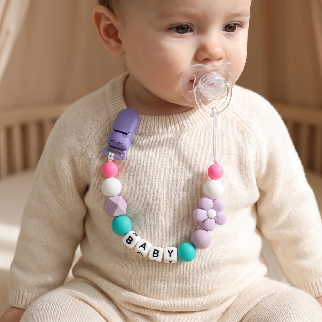 Party Games Baby Shower - 맞춤형 이름표가 있는 실리콘 꽃 모양