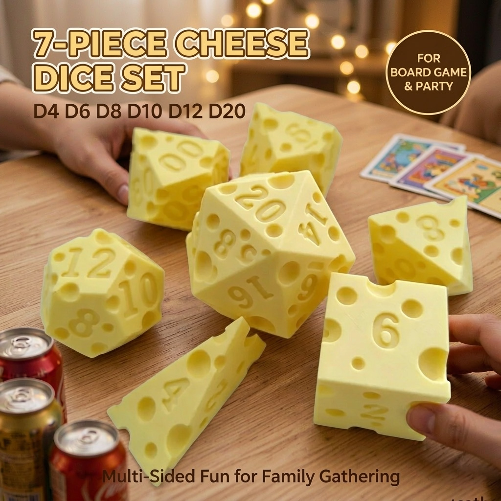크리에이티브 불규칙한 치즈 주사위 세트 D4 D20 다 - Party Games No Props 리뷰 및 가격